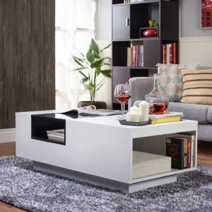 Modern Storage Coffee Table in White and Black 120CM