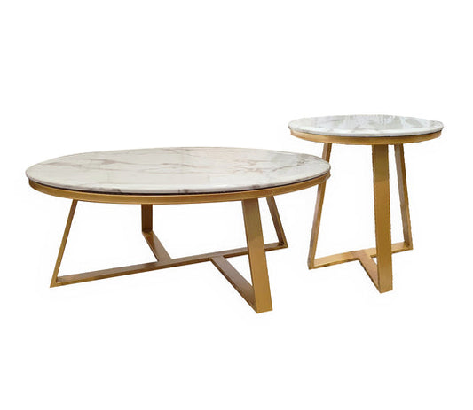 Nelly Coffee Table - White on Champagne - 95cm/45cm